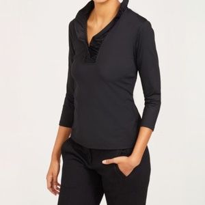 J. McLaughlin Ruffle Durham Top Hunter Green Small